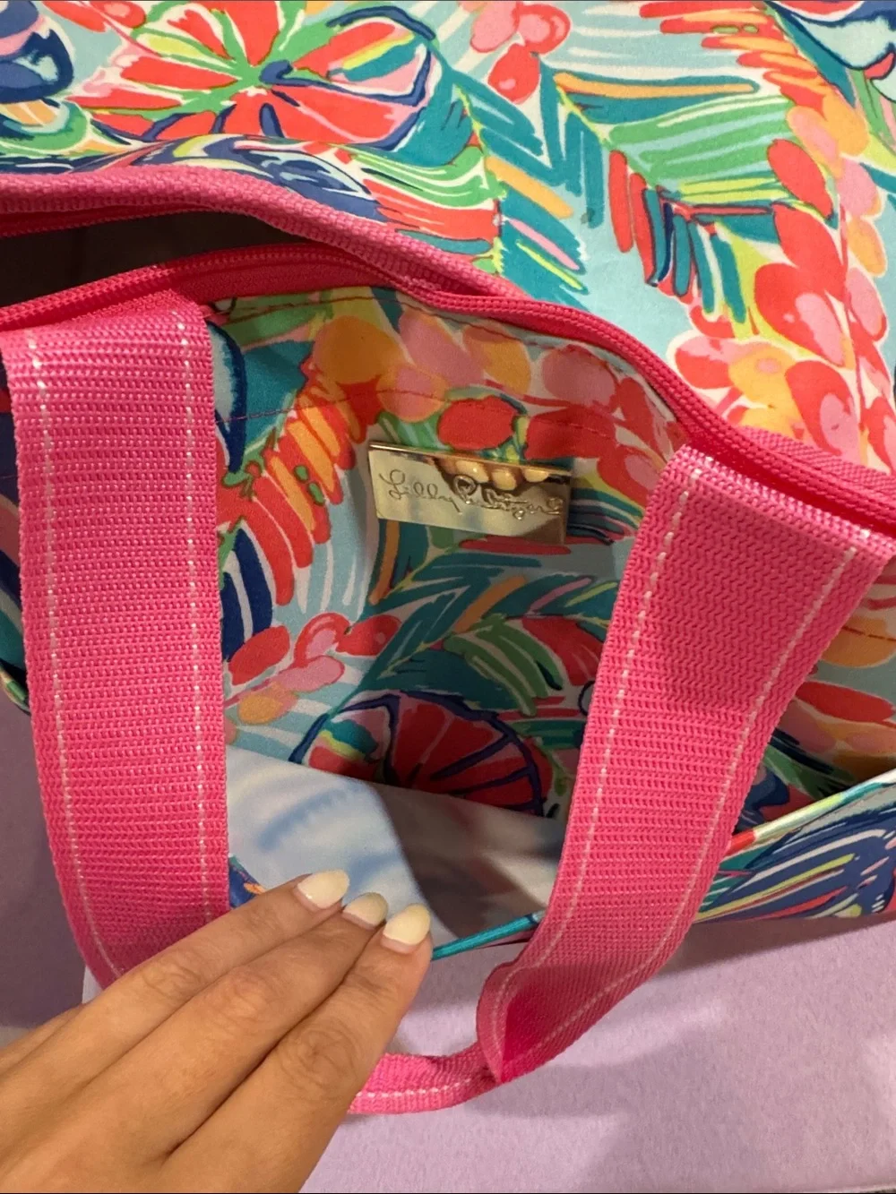 Lilly Pulitzer Floral Tropical Tote in Pink, Blue, Green